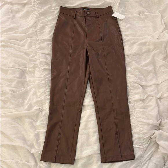 Wildfox Faux Brown Leather Pants - Picture 1 of 5